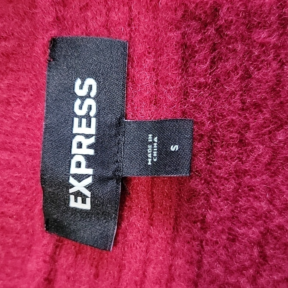 Express Size S Red Ribbed Wrap Front Sweater, Gently Used Condition - Picture 10 of 11